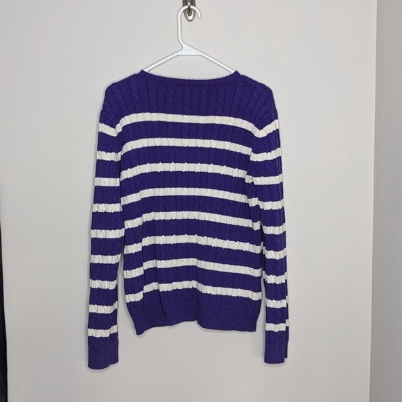 Ralph Lauren Purple Stripe Knit Sweater XL - Picture 2 of 5